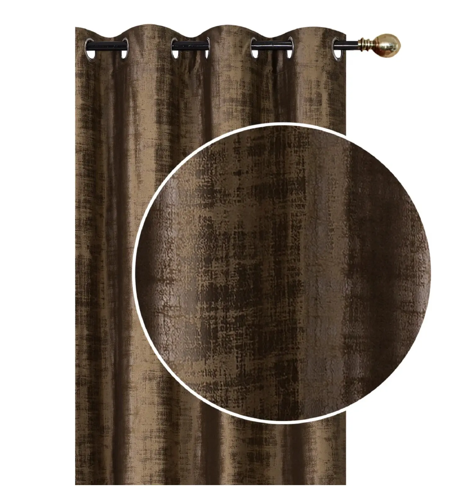 Cotton Concepts Drape Window Curtain Velvet with Embossed Rubber Window Panel with 8 Grommets - Chocolate, 54" x 84"