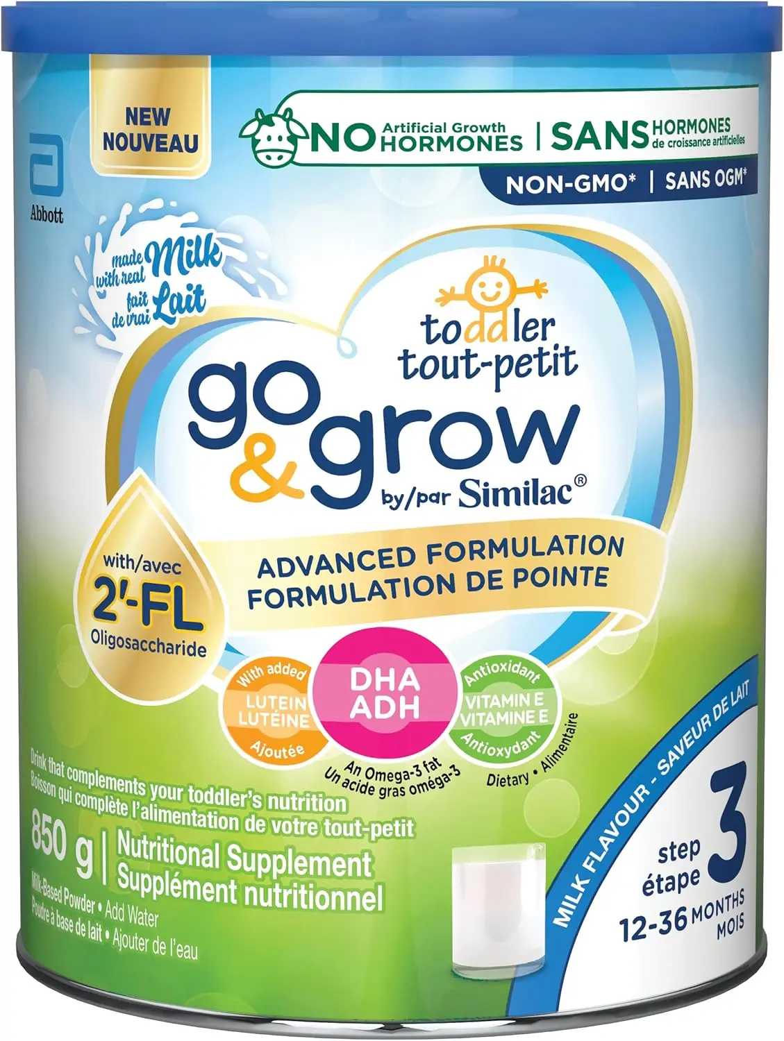 Go & Grow Step 3 Toddler Drink with 2'-FL. Immune Support Innovation: 2'-FL, Powder, 12-36 Months, Milk Flavour, 850 grams