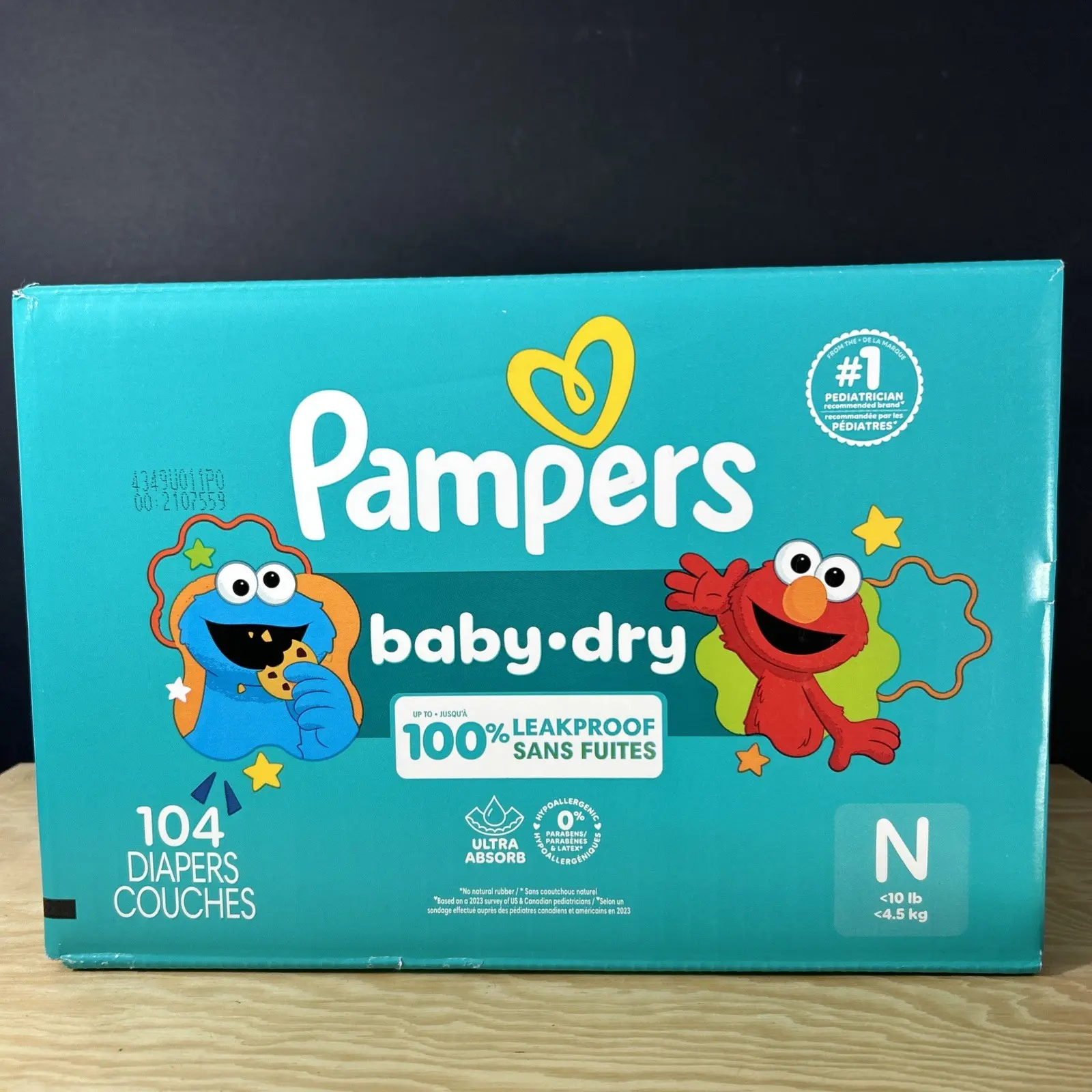 Pampers Baby Dry Diapers Super Pack/Size N/104 Count