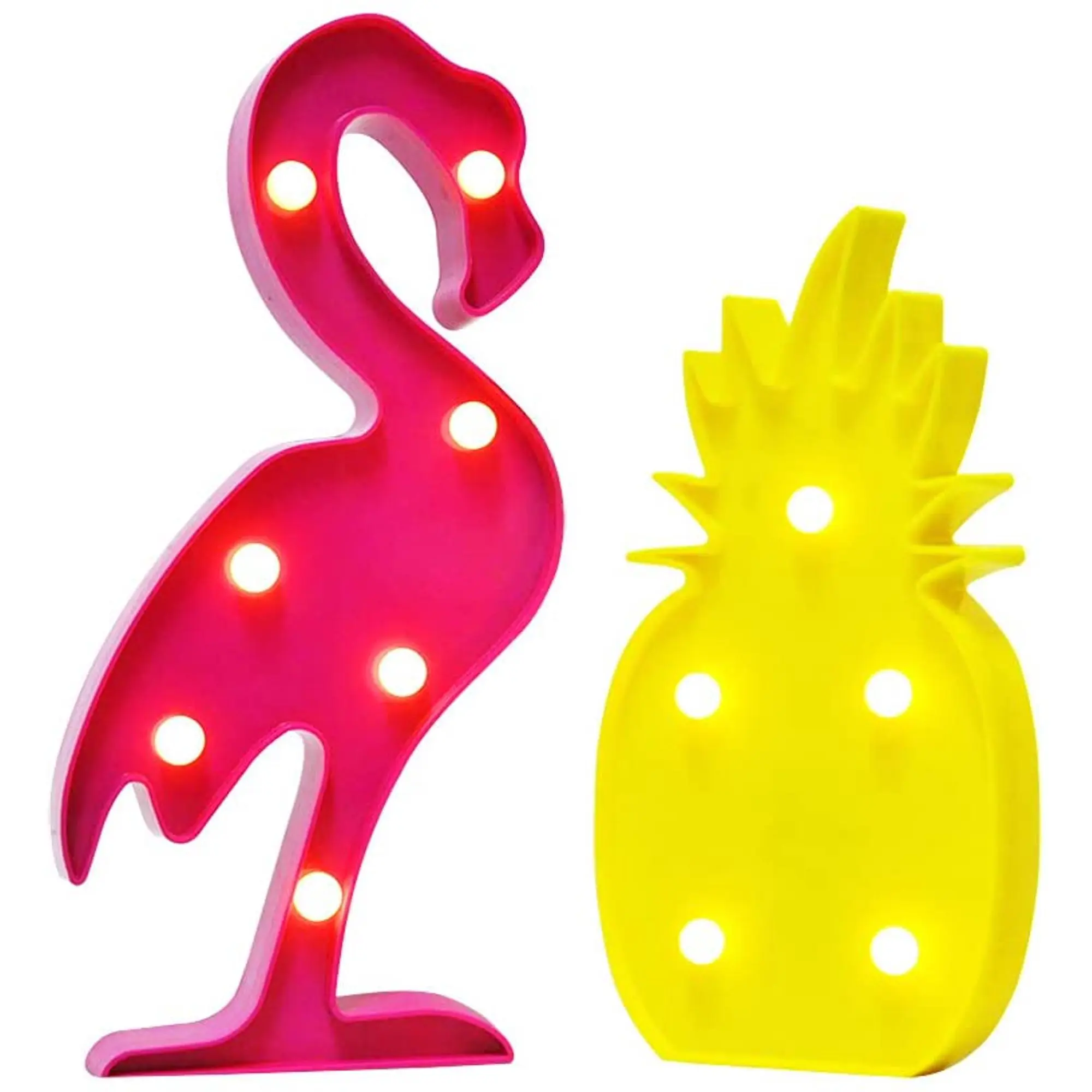 Flamingos Pineapple Lights Tropical Hawaiian Themed Party Supplies Birthday Decor for Wall Table Desk