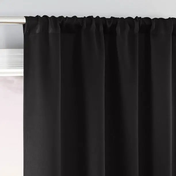Sun Zero Laredo 2-Pack 100% Blackout Rod Pocket Curtain Panel Pair, 2 Panels, Blackout
