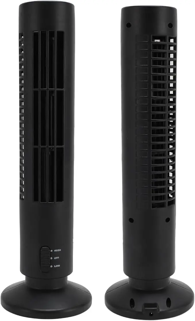 Small Tower Fan, Quiet Cooling Bladeless Oscillating Tower Fan with 2 Speeds, Portable Lightweight USB Desktop Fan for Home Office Bedroom (Black)