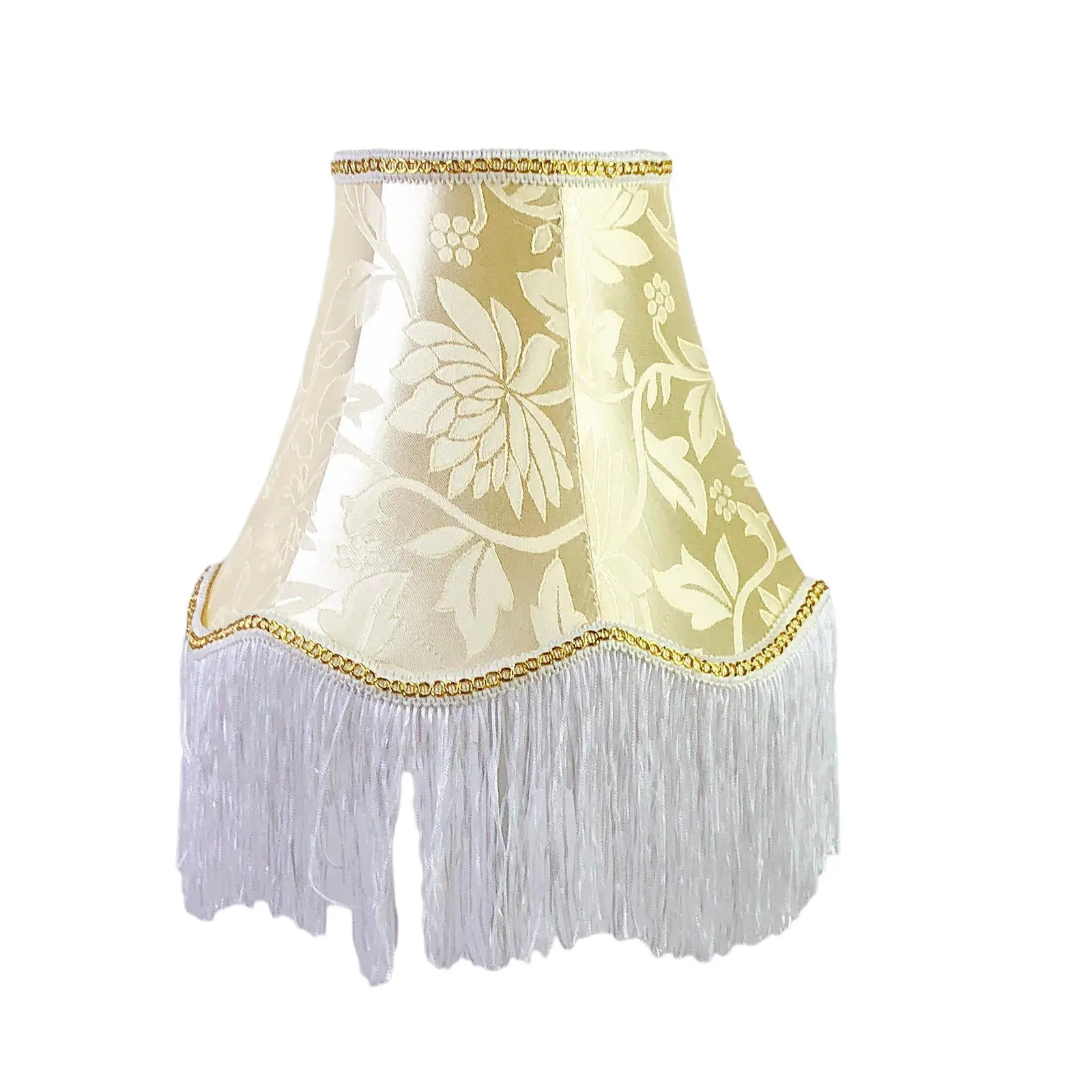 Bunblic European Lampshade Fringe Lamp Shade for Floor Light with Beads Tassel Lamp Cover Fabric Lampshade for Dining Room Restaurant Gold