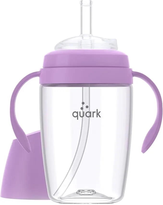 BuubiBottle Sip Toddler Sippy Cup with Straw & Handles by Quark - Transition Sippy Cups for Baby - Easy-Clean Wide Mouth Opening, BPA-Free, PVC-Free, Toxin-Free – 240 ml, Purple