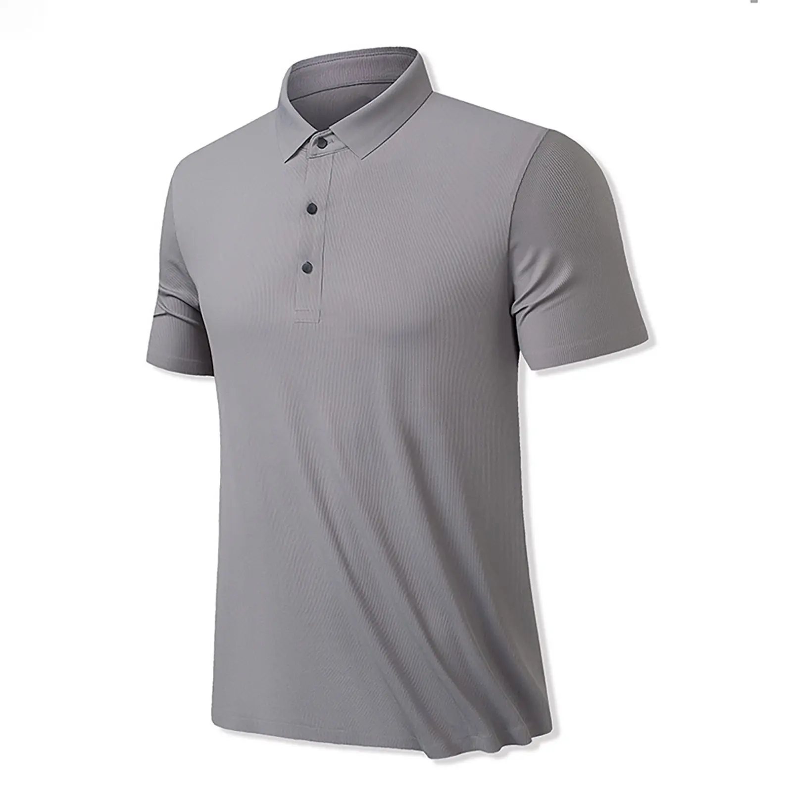 Casual Men's Shirt Grey Short Sleeve Collar Tee (M)
