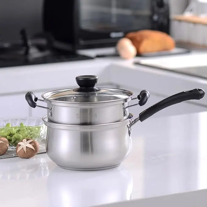 Small Milk Pot Cooking Pan: Stainless Steel Butter Warmer Soup Milk Boiling Melting Pot with Steamer for Milk Melting Chocolate Candy Candle Making