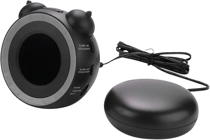 Loud Dual Alarm Clock with Bed Shaker, Vibrating Alarm Clock for Heavy Sleepers or Hearing Impaired, USB Charging Port
