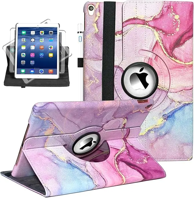 Newraturner Case for iPad Air (3rd Gen) 10.5" & iPad Pro 10.5" - Auto Wake/Sleep Feature (Pink Marble)