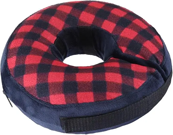 Dog Donut Collar | Soft Adjustable Dog Cone | Anti-Lick Blow up Dog Neck Donut Collar (L)