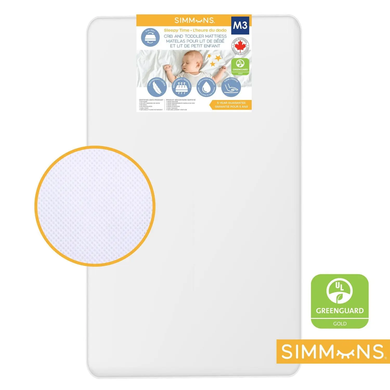 Simmons Sleepytime Crib Mattress, Breathable Waterproof 12+ Months