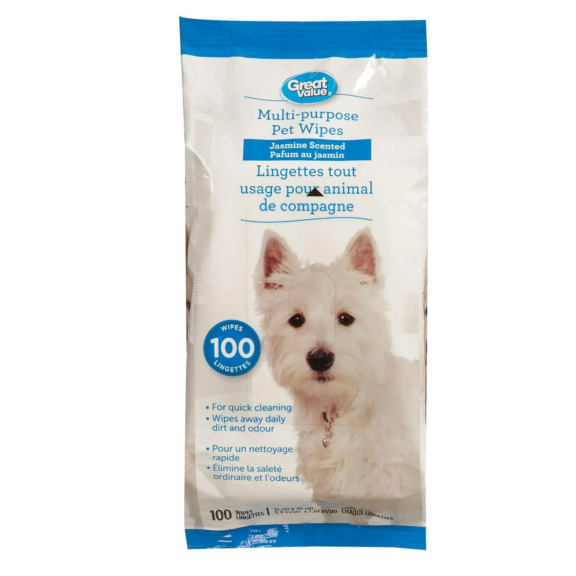 Great Value Pet Wipes, Pack of 100