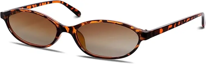 GUVIVI Retro Oval Sunglasses (Leopard Print)