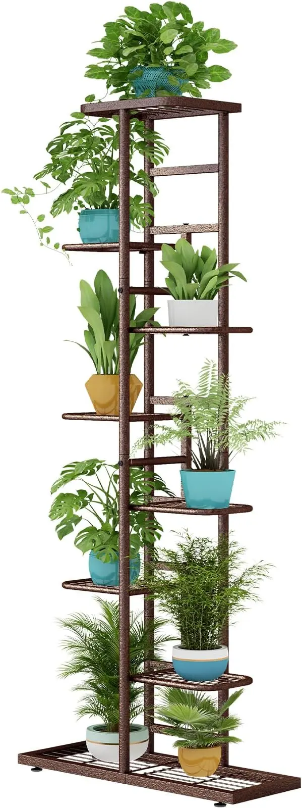 MAKE LIFE SIMPLE Plant Stand Indoor Metal 8 Tier 9 Potted Plant Flower Pot Holder Shelf (Brown)