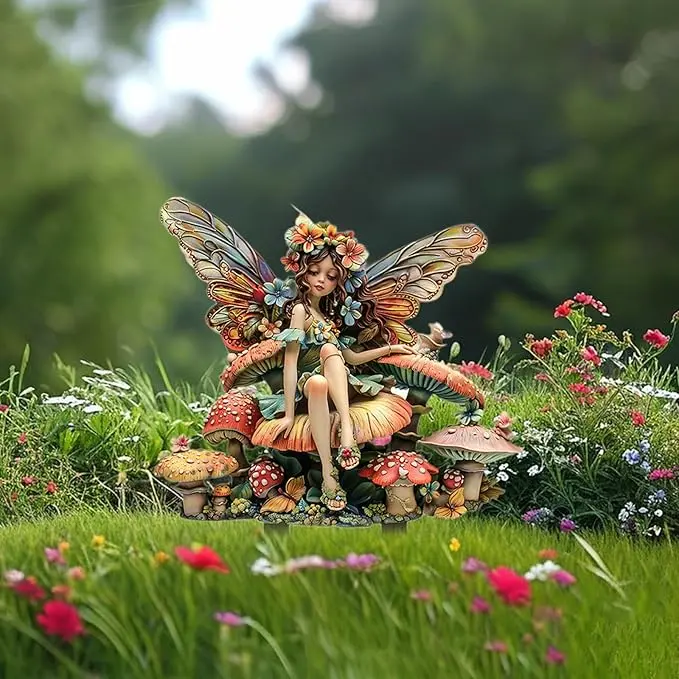 Fairy Decoration Garden Faerie Mushrooms Mystical Acrylic Stake
