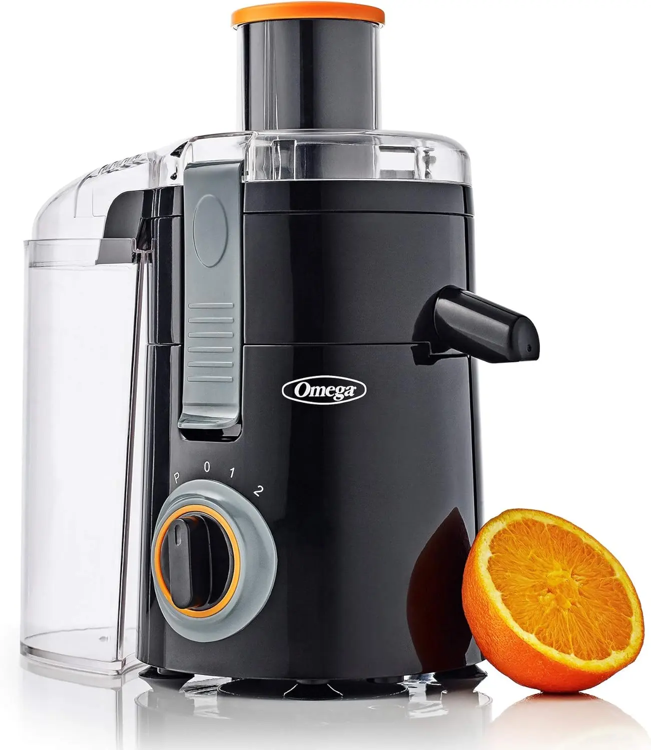 Omega Juicer Large Chute High Speed Centrifugal Extractor For Fruits and Vegetables, Features 3 Speeds Compact Design Large Pulp Container, 250-Watts, Black