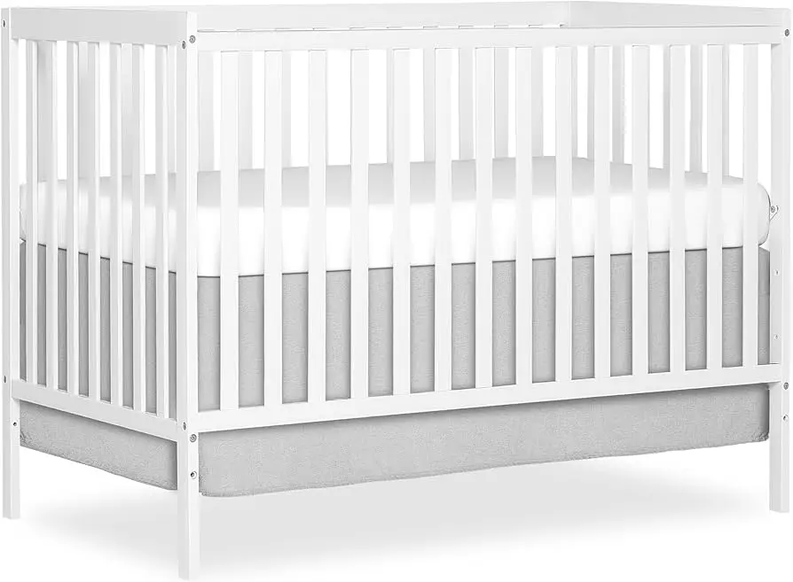 Dream On Me Synergy 5-in-1 Convertible Crib in White, Greenguard Gold Certified, JPMA Certified, 3 Mattress Height Settings, Classic Nursery Furniture