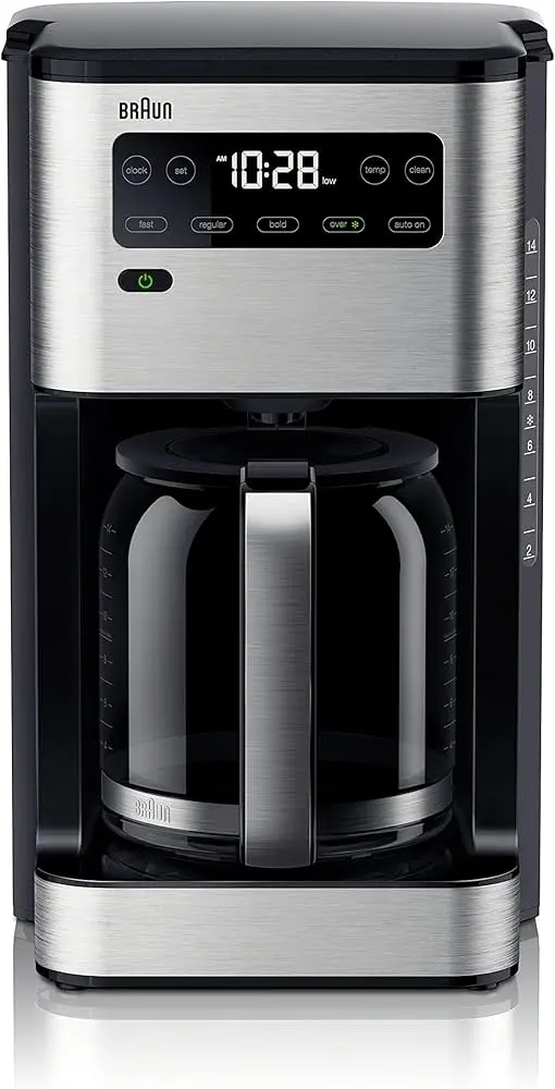 *AS-IS*Braun PureFlavor 14‑Cup Programmable Coffee Maker – Fast Brew Speed, Touch Display, Bold & Brew‑Over‑Ice Modes, FlavorCarafe & Adjustable Warm Plate
