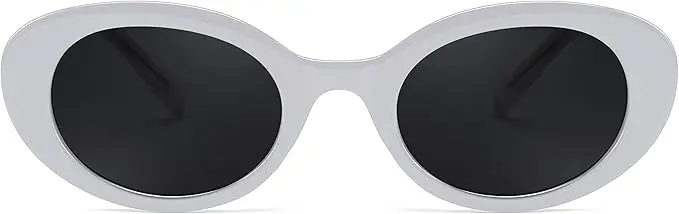 FEISEDY Oval Retro Women's Glasses - White