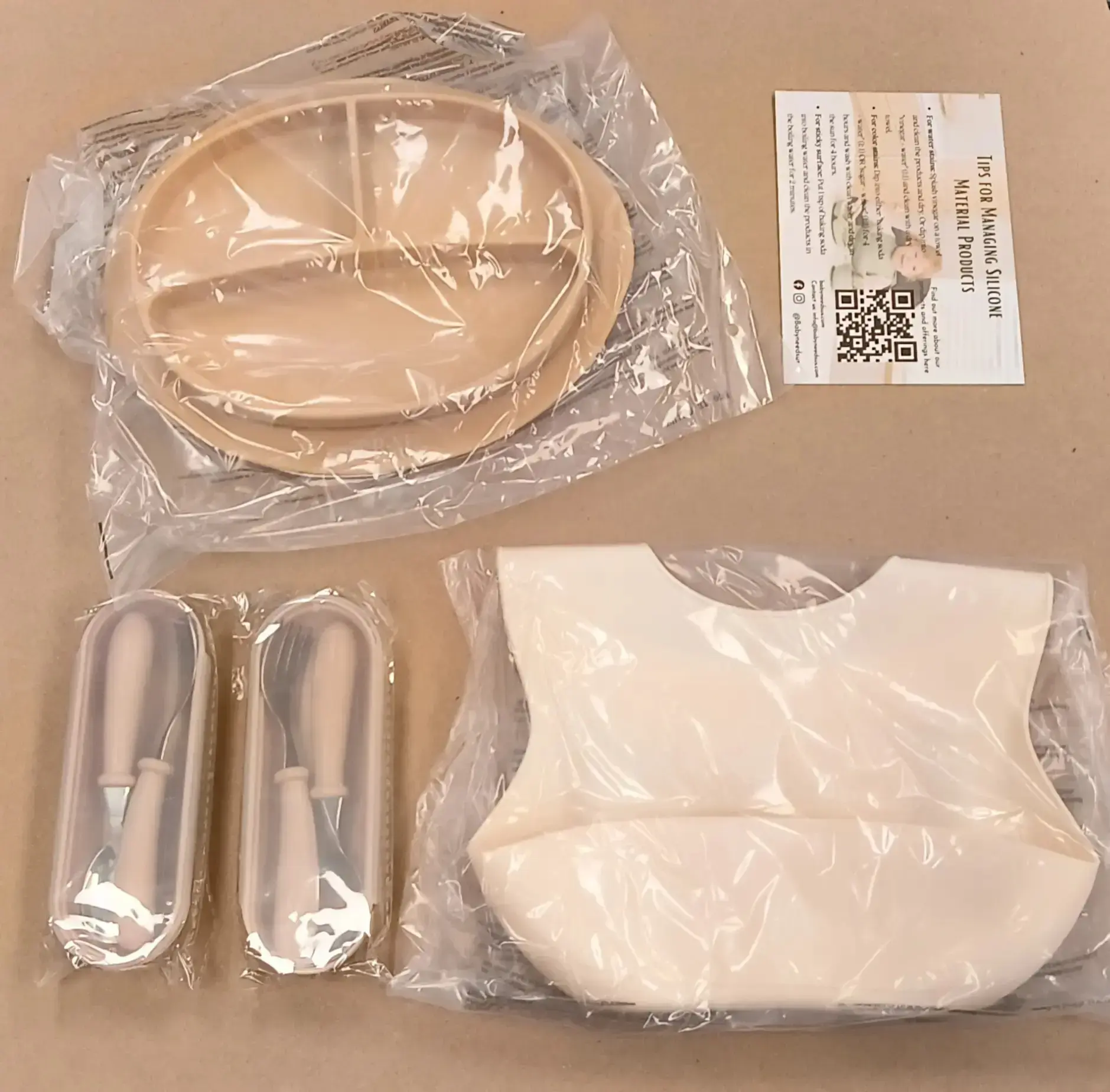B:NU Eco Friendly Baby Feeding Set (Set of 4, Tan)
