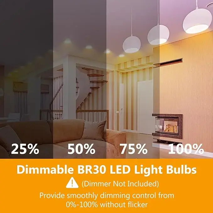 BR30 LED Bulbs 65W Equivalent, Dimmable, 24 Pack