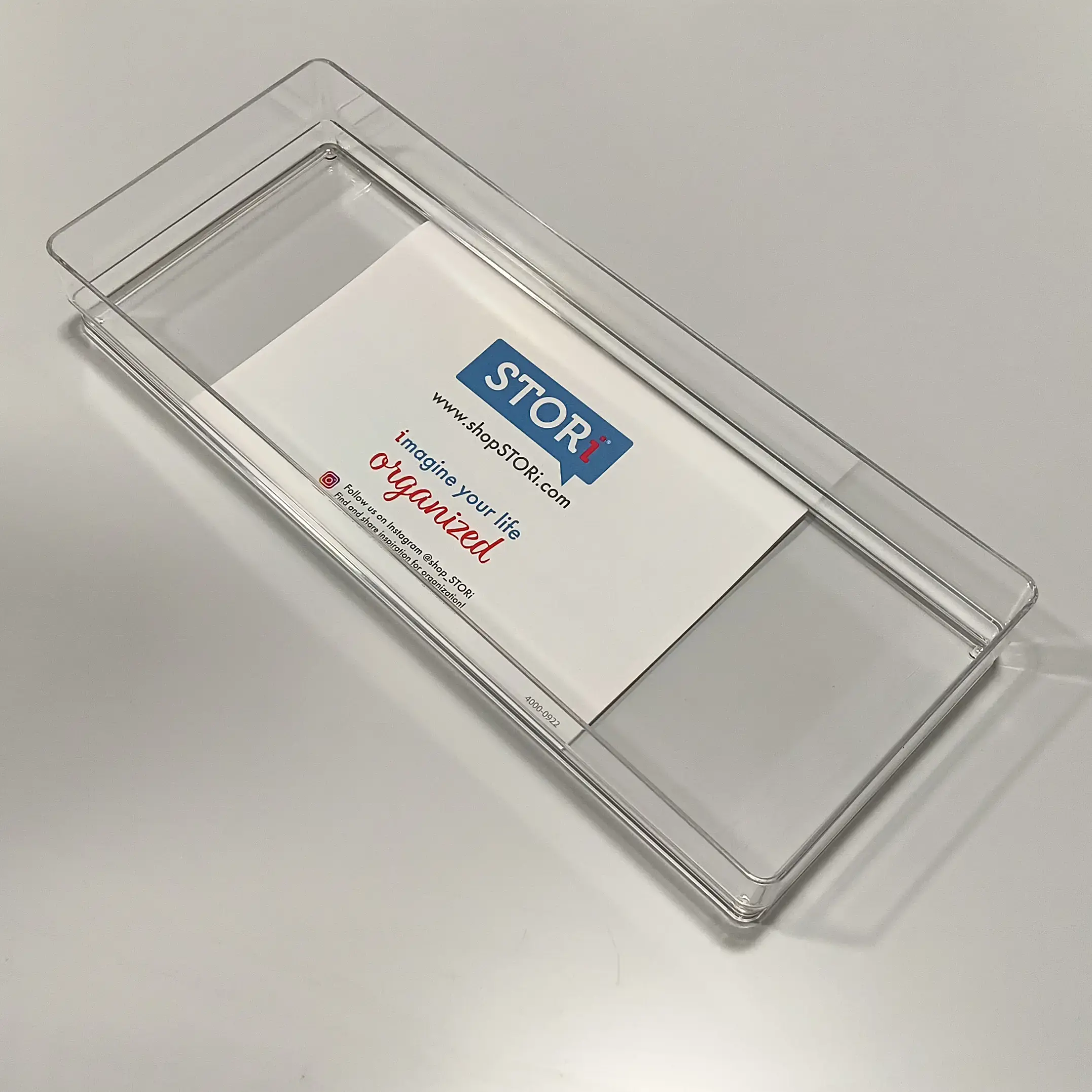 STORi SimpleSort Stackable Clear Drawer Organizer | 15" x 6" x 2" Rectangle Tray | Wide Makeup Vanity Storage Bin and Office Desk Drawer Container | Made in USA