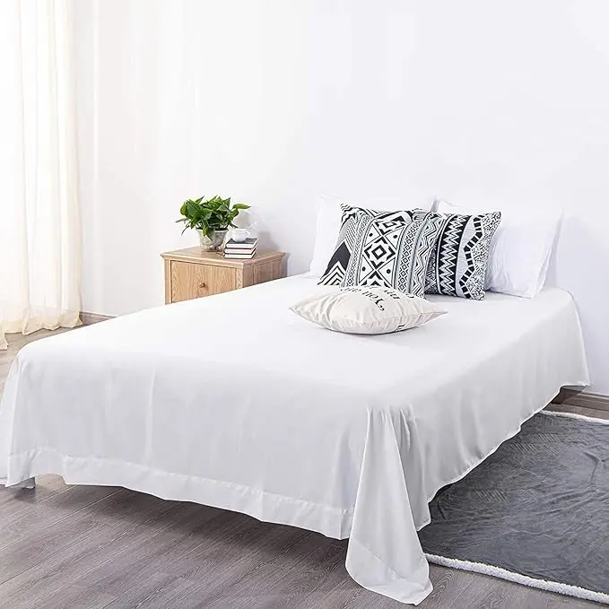 White Cotton Bedsheet 1 Piece - 10ftx12ft Flat Bed Sheet - 300 Thread Count, King Size