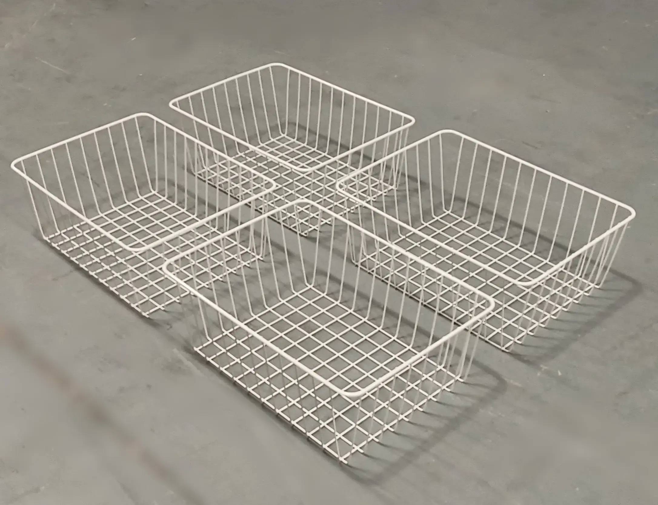 4 Pack White Wire Baskets for Organizing Office Wire Storage Basket White Metal Storage Baskets for Pantry Kitchen Bins Freezer (16"x11.5"x6")