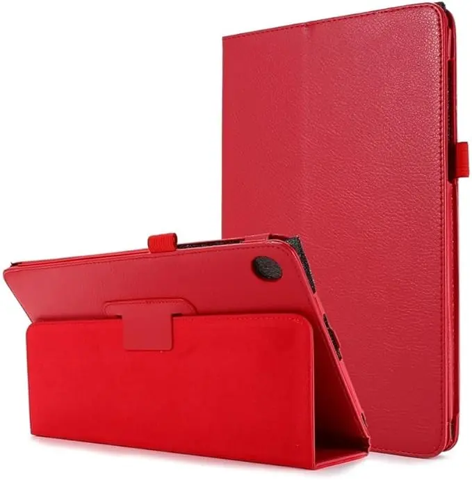 Case for Galaxy Tab A9 Red Anti-Fall Protective Case Tablet Leather Cover Stand