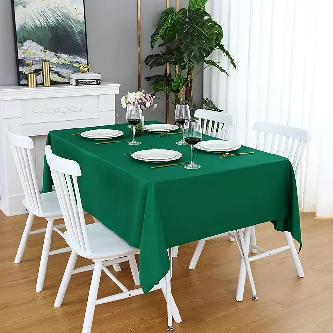 FOLINS&HOME Green Rectangle Tablecloth 52 x 70 Inches Wrinkle Free Waterproof Polyester Table Cloth