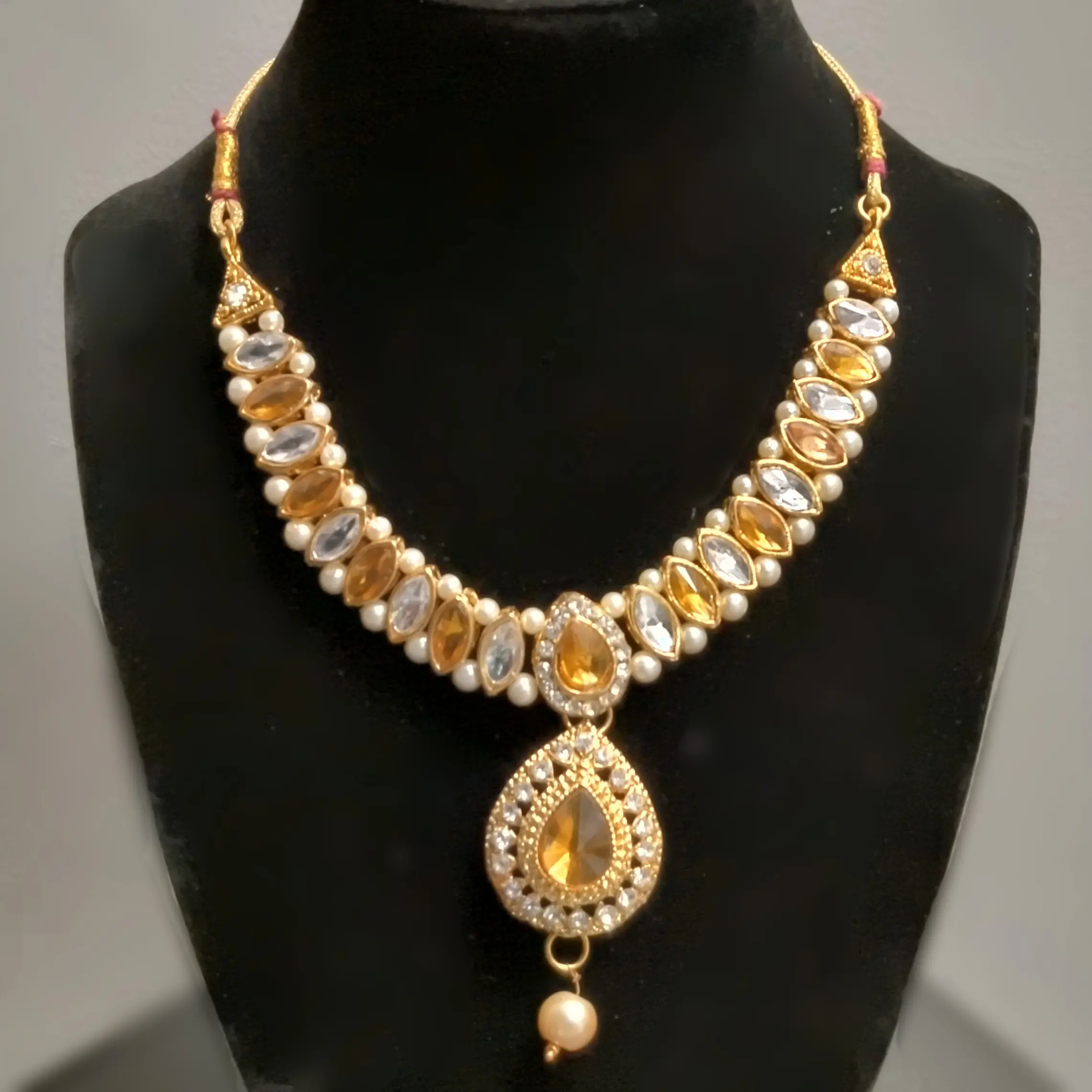 Gem Pearl Gold-Plated Adjustable Necklace