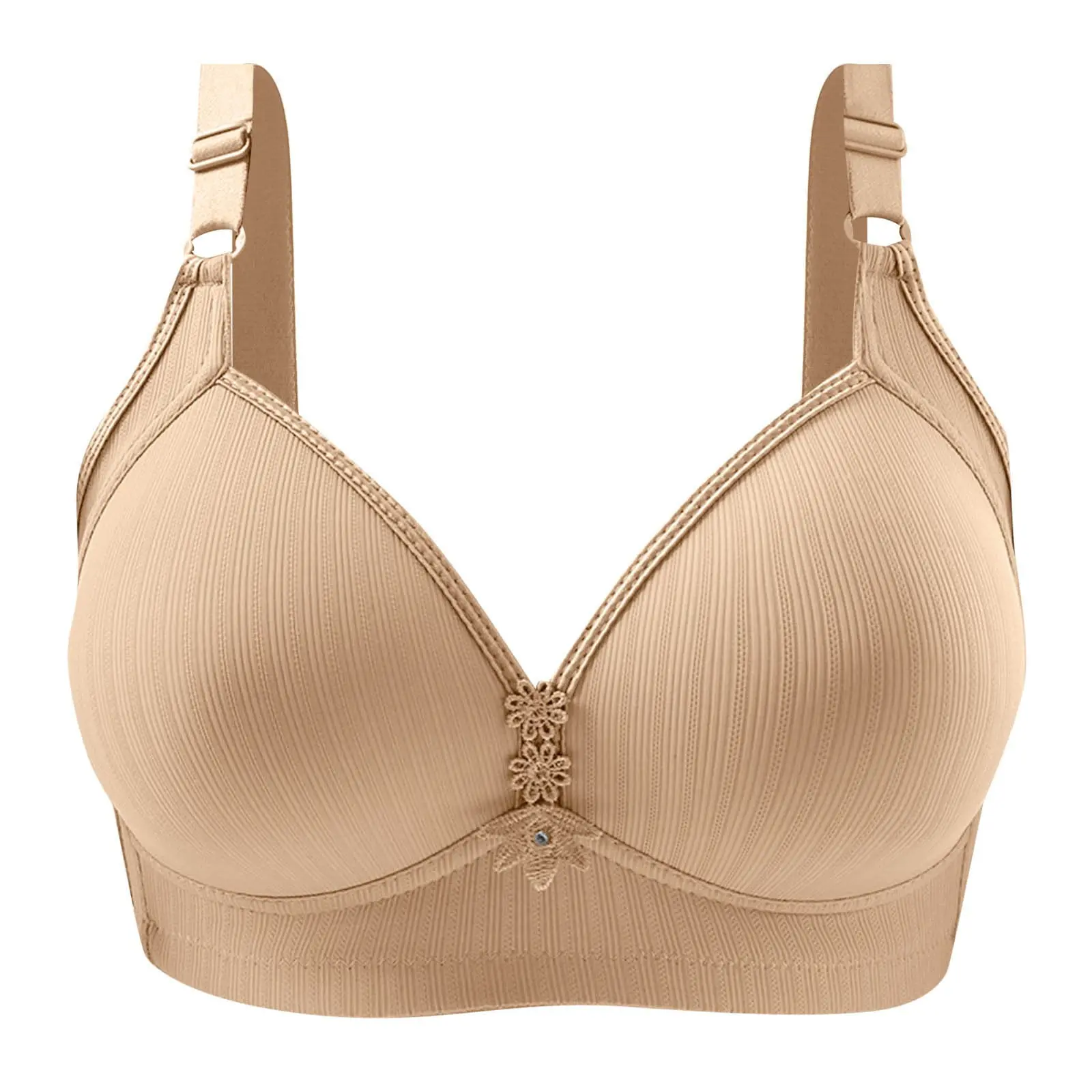 MASHANGHONG Beige Padded Wireless Push Up Bra Size 44/100