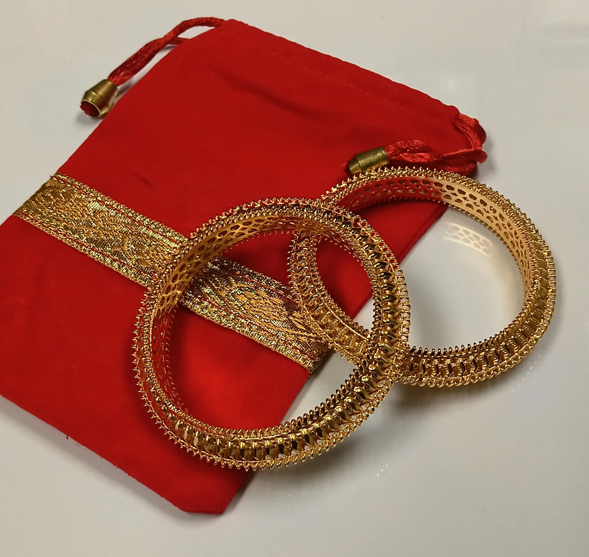 Embellished Gold-Plated Bangles (Size 2.3")