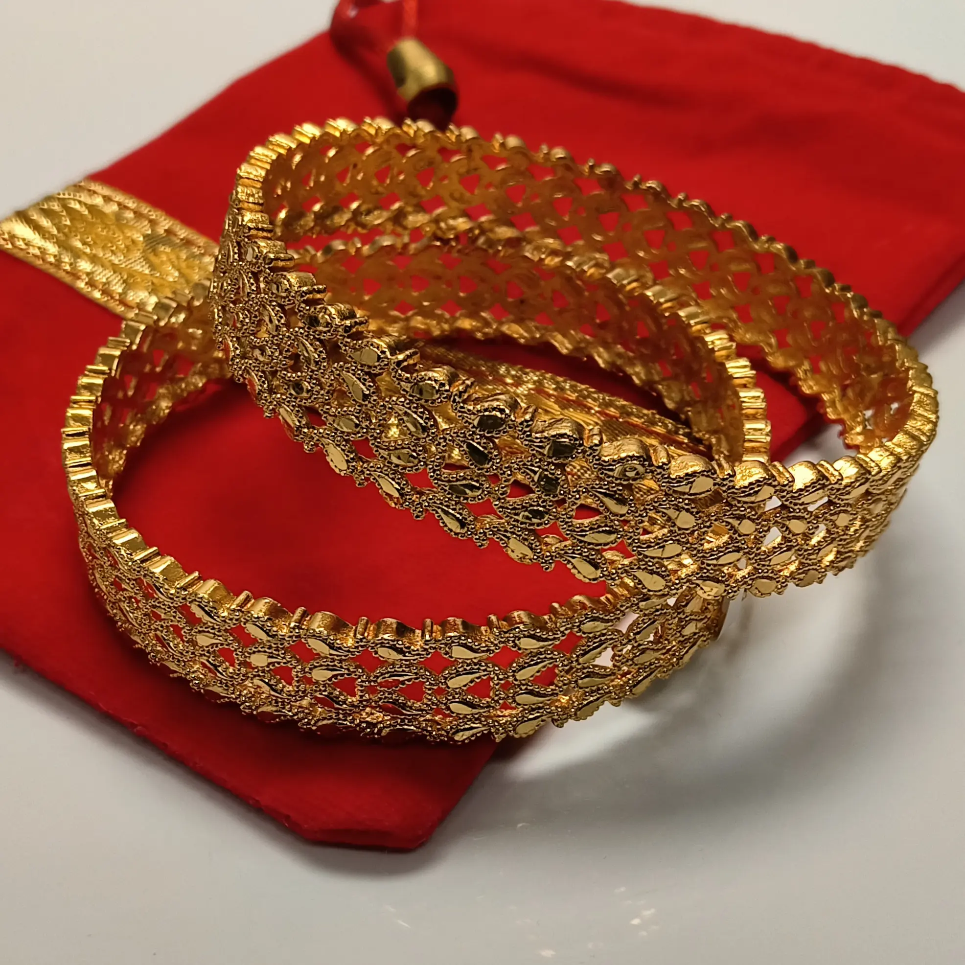 Ornate Bangle Bracelets 2 Pack (Size 2.6")