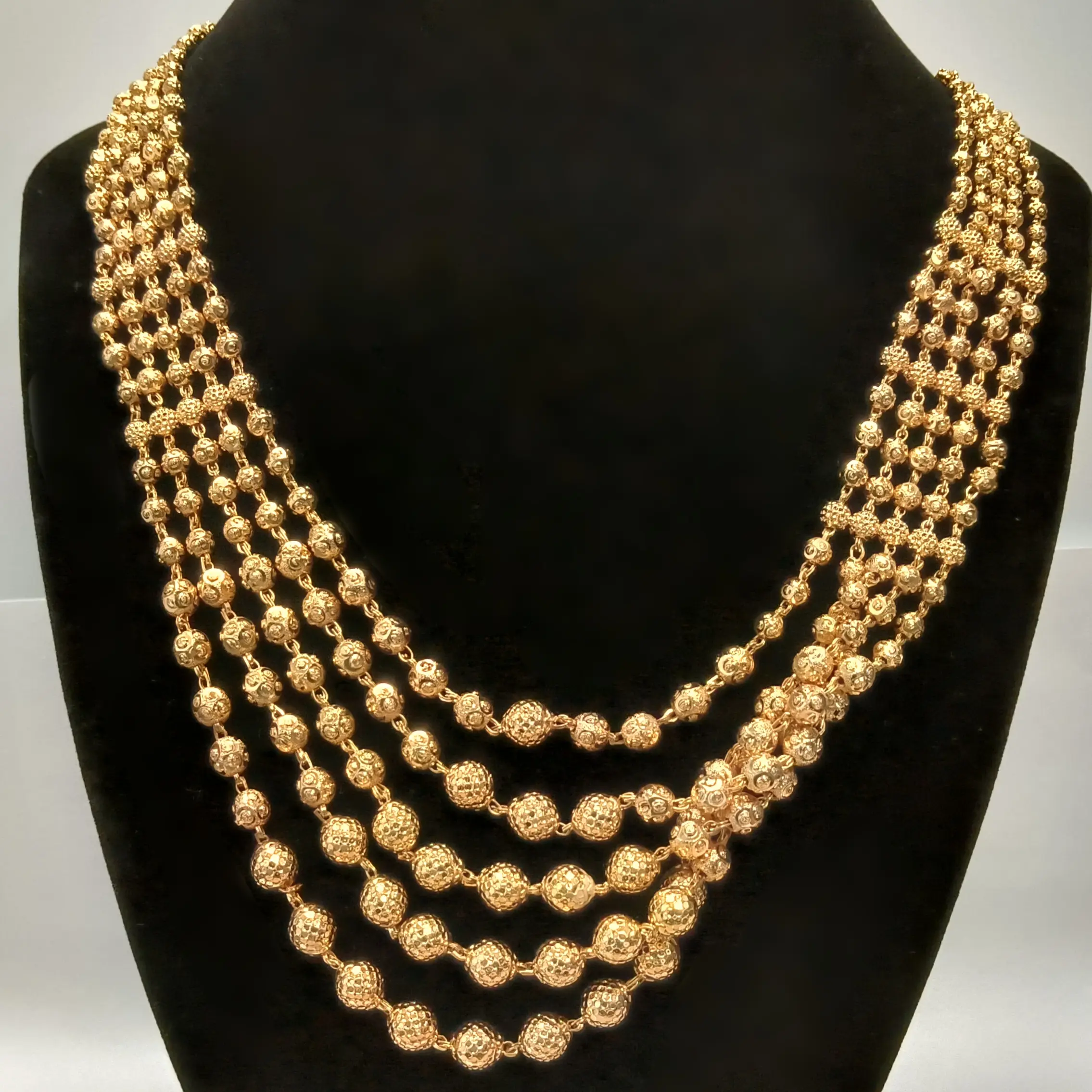 Golden Beads Layered Necklace