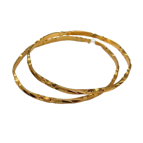 2PCS Gold-plated Bangles (Size 2.8" Width)