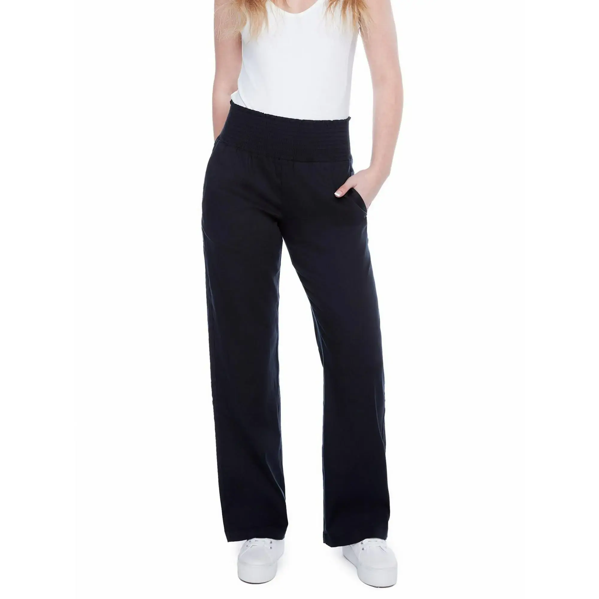 Jeaniologie ™ Ladies’ High Rise Smocked Waist Pull-on Wide Leg Pant (L/G)