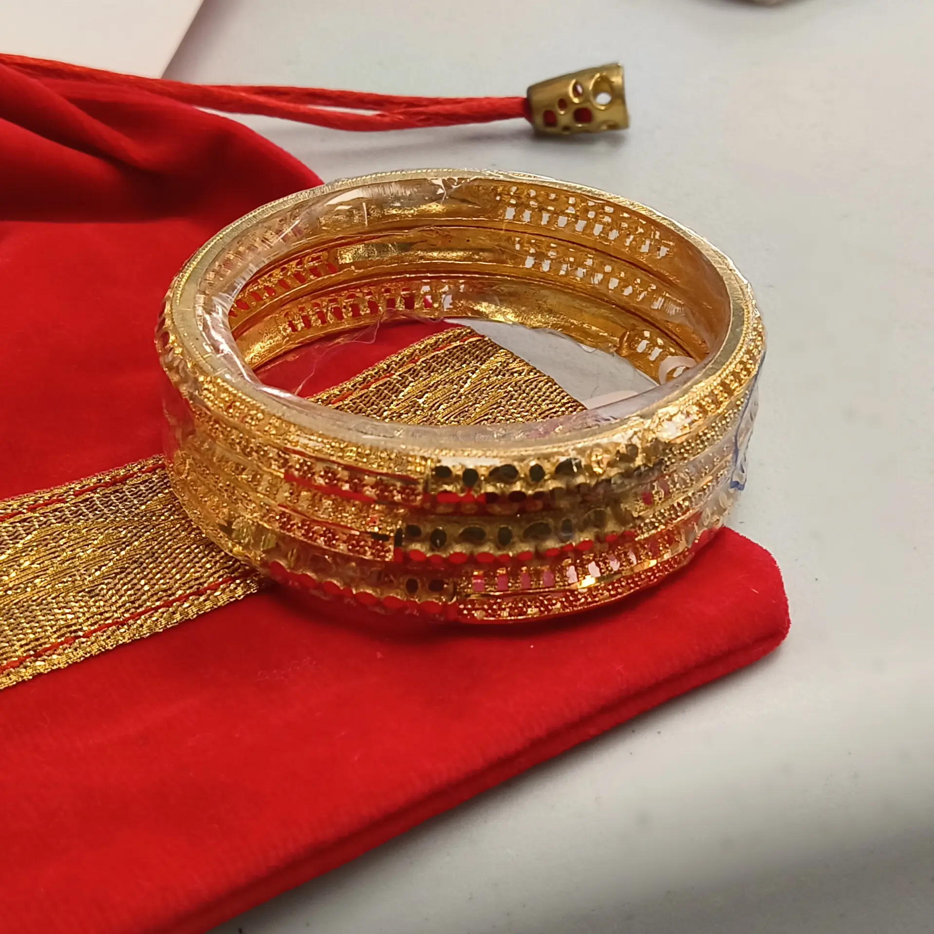 Scalloped Baby Gold Plated 3PC Bangles (Kids Size 2.2)