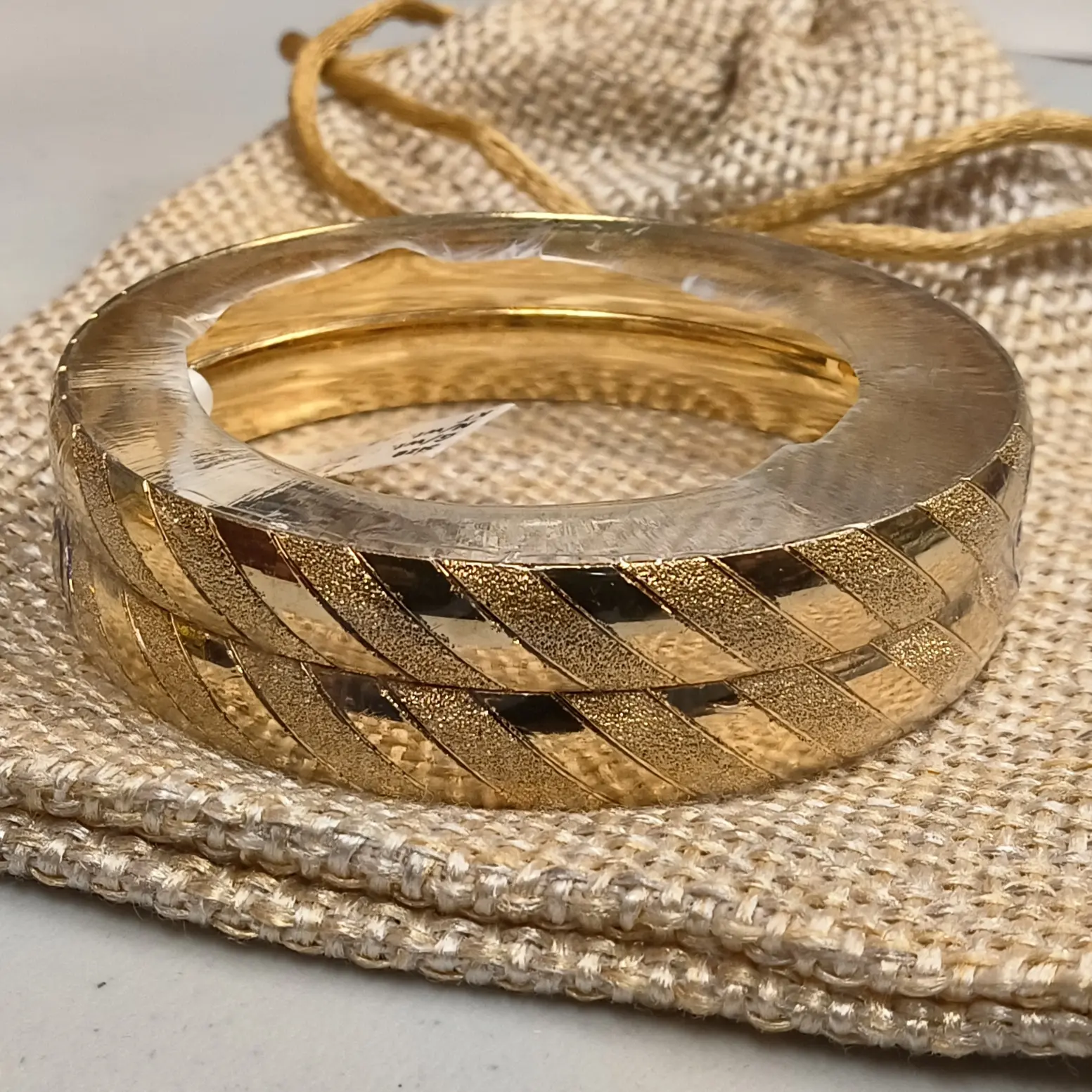 Ribbon Gold Plated Bangle (Size 2.10)