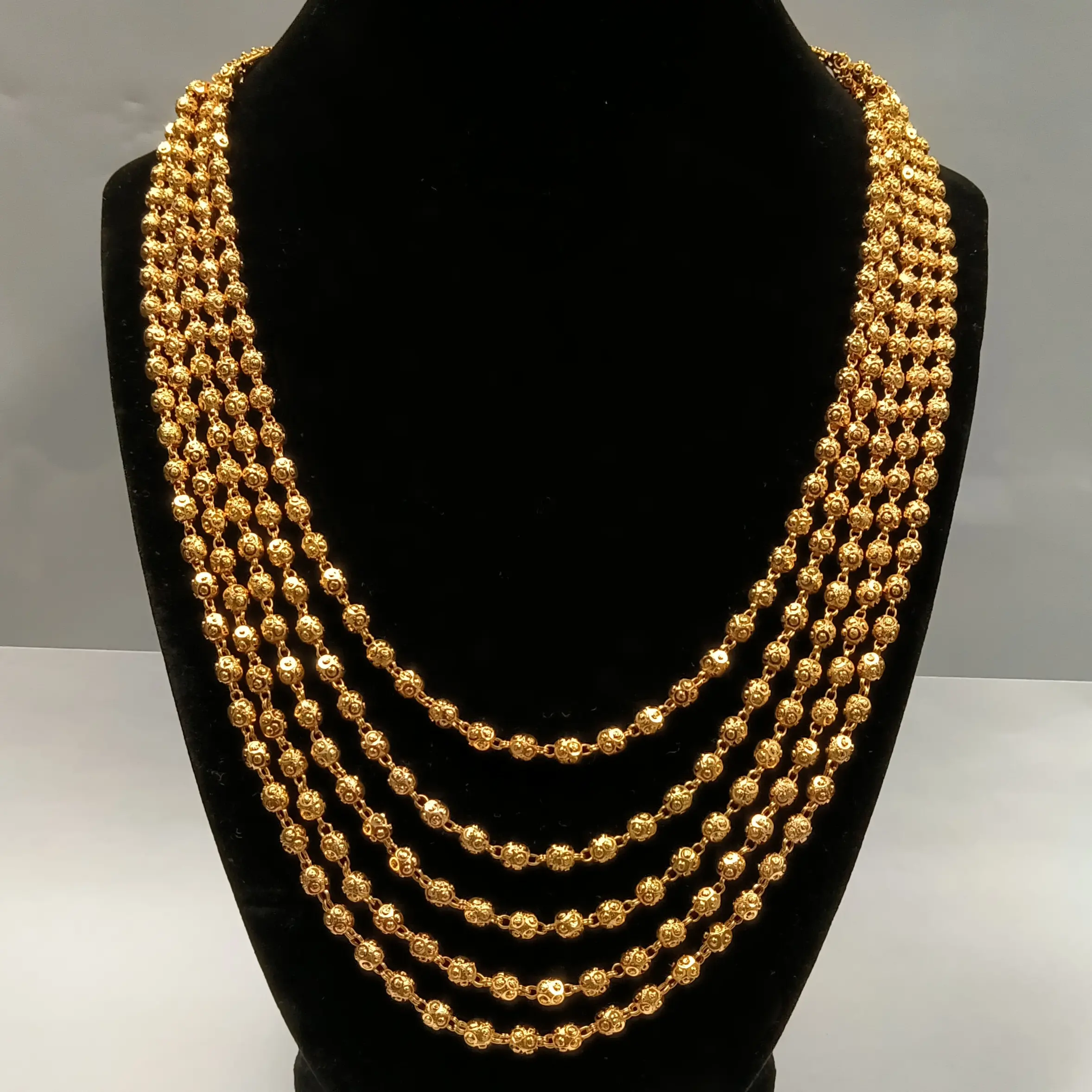 Long Beaded Gold Plated Necklace
