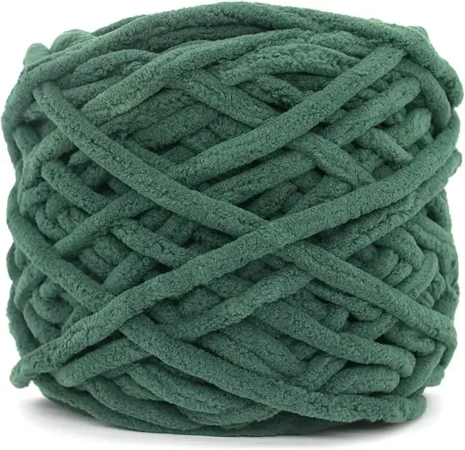 Velvet Chenille Yarn for Crocheting,Green Fluffy Velvet Plush Yarn Thick Soft Chunky Chenille Yarn Baby Blanket Yarn for Crocheting Knitting Amigurumi Beginners 50g(Deep Green)