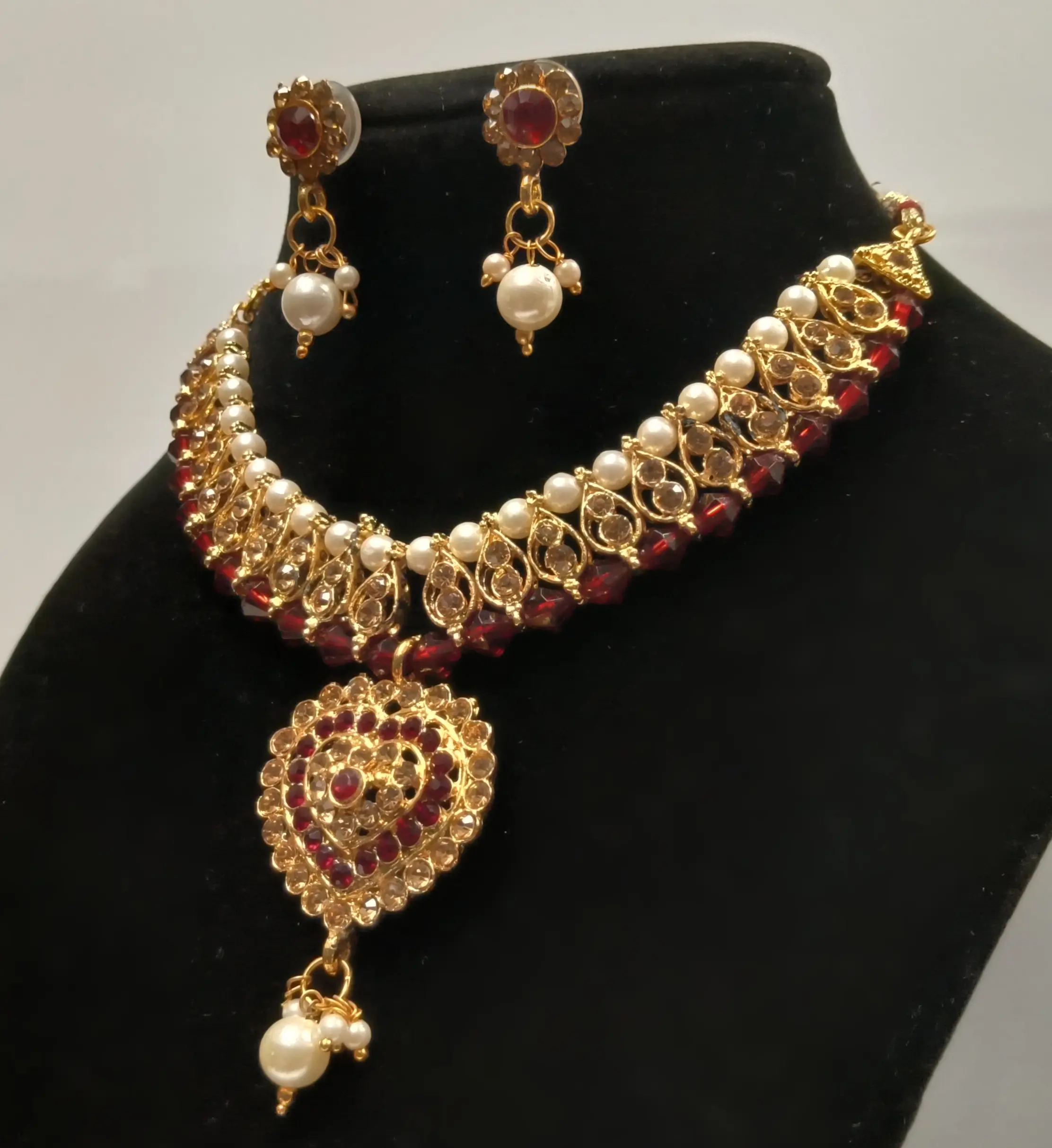 Red Heart Gold-plated Adjustable Necklace Set