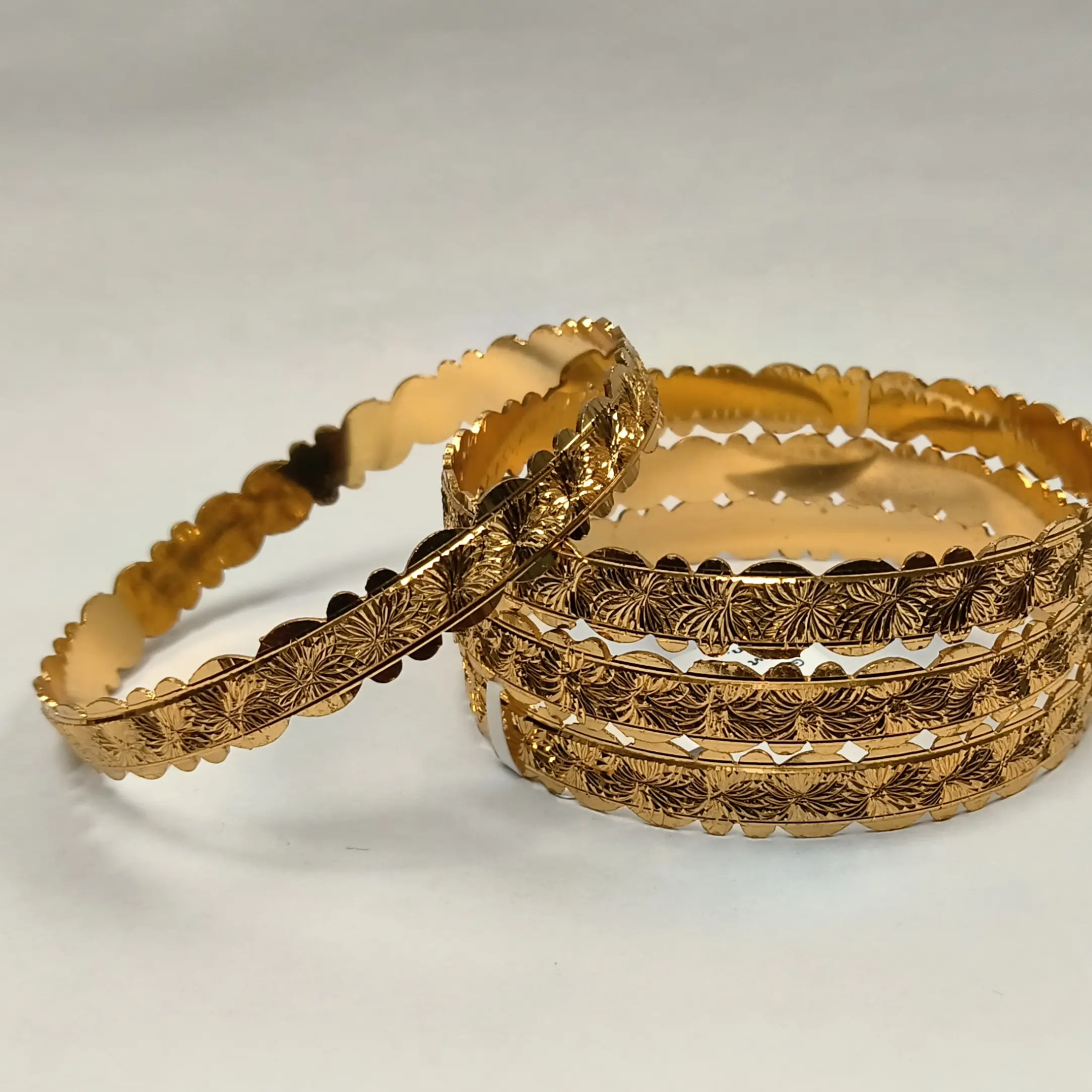 Auriferous 4PC Gold-Plated Bangles (Size 2.6")