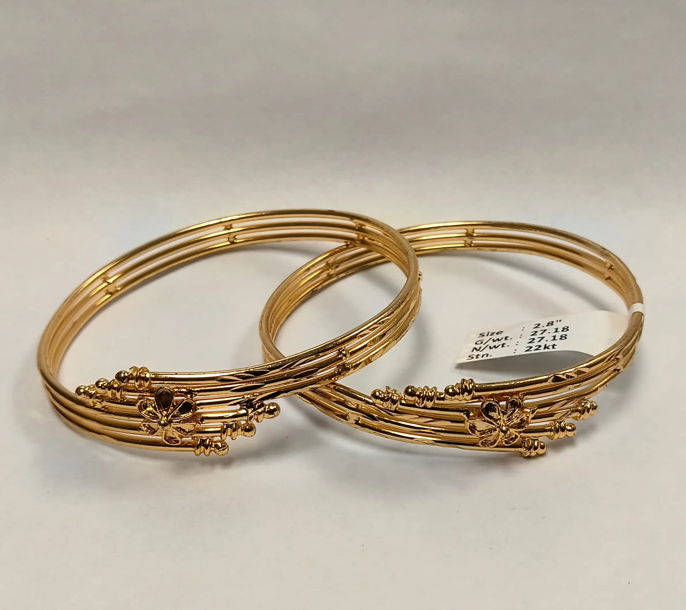 Serene 2PC Gold-Plated Bangles (Size 2.8")
