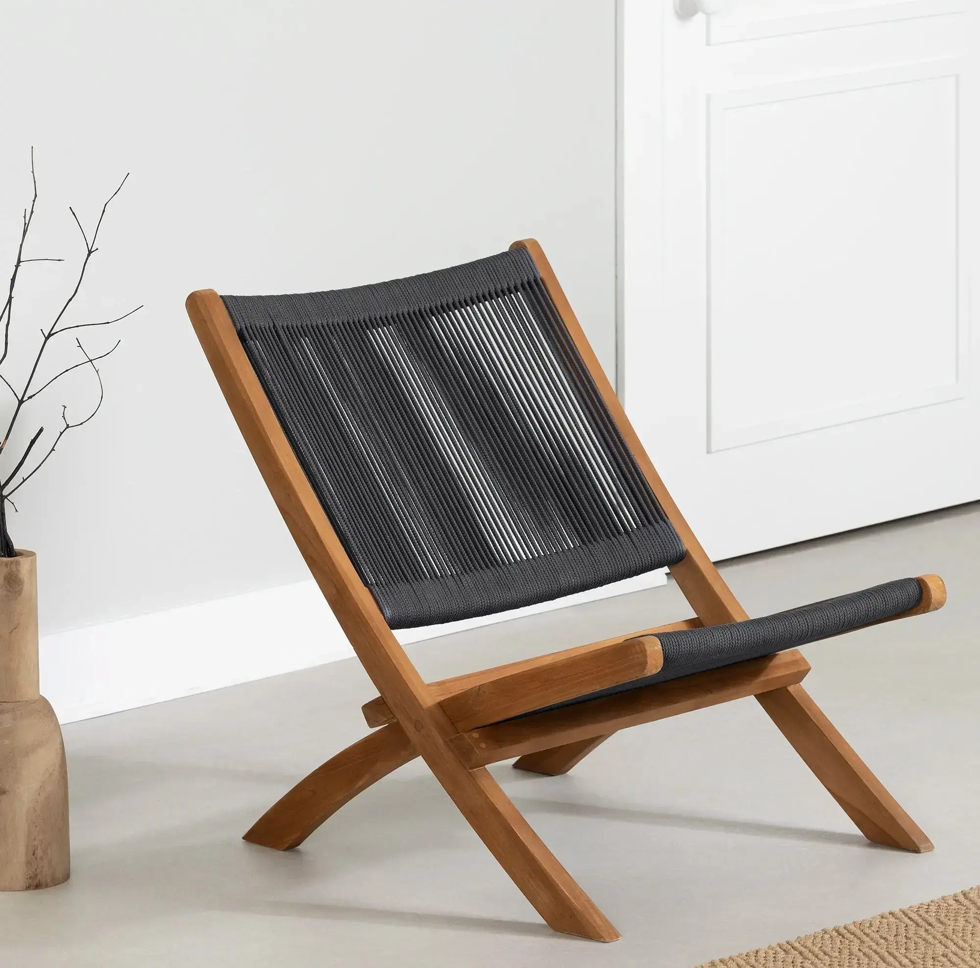South Shore Furniture Wood and Rope Lounge Chair - Balka