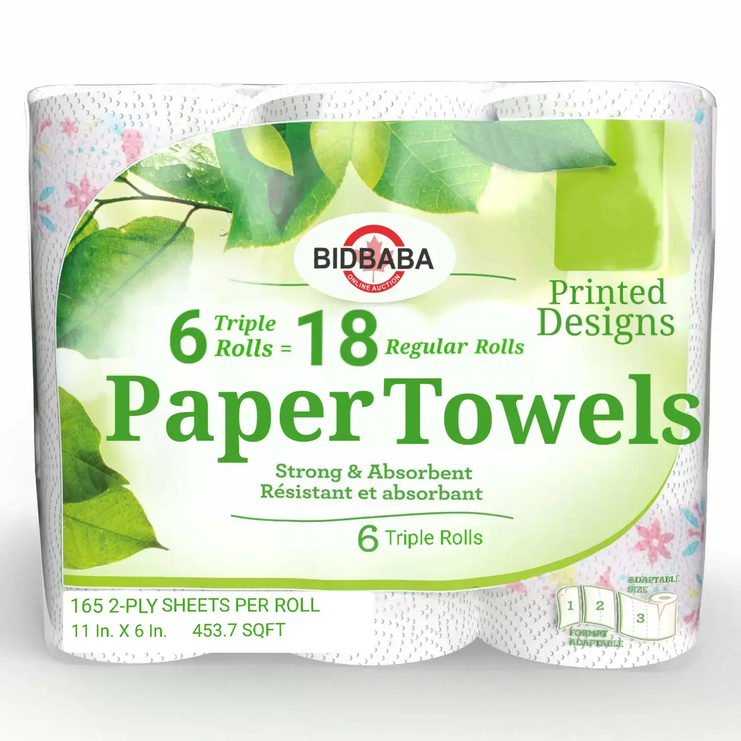 Paper Towels with Print 6=18 Pack
