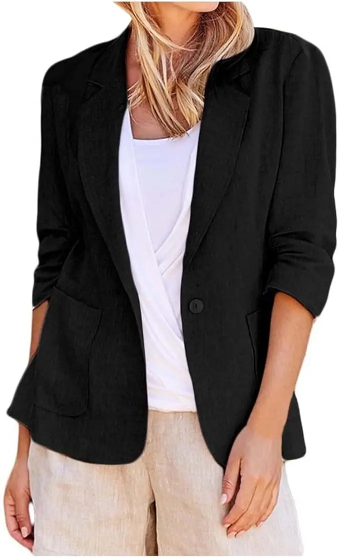 YUYU Black Blazer Jacket Business Casual (2XL)