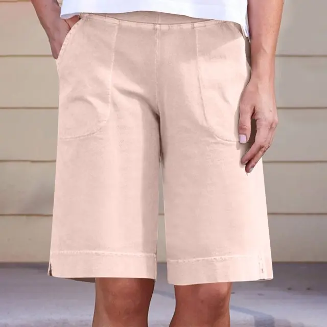 Aqestyerly Women's Linen Bermuda Shorts (M)