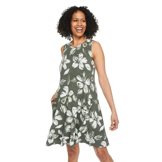 Iyla Women's Tank Olive Floral Dress (L/G)