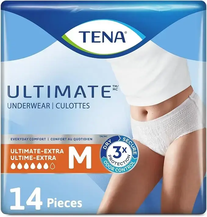 Tena Incontinence Unisex Underwear, Ultimate, Medium, 14 Count