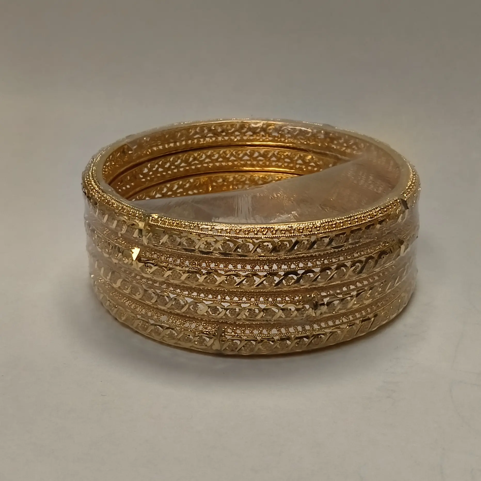 Spiral Net Gold Plated Set of 4 Bangles